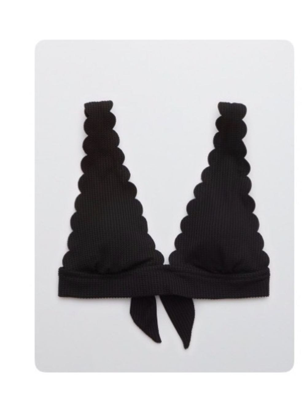 aerie Black Scallop-Trim Triangle Bikini Top and Bottom - Picture 8 of 9